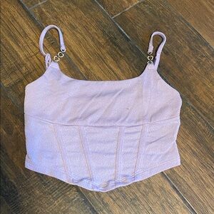 SHEIN Lilac Crop Top with Gold Accents